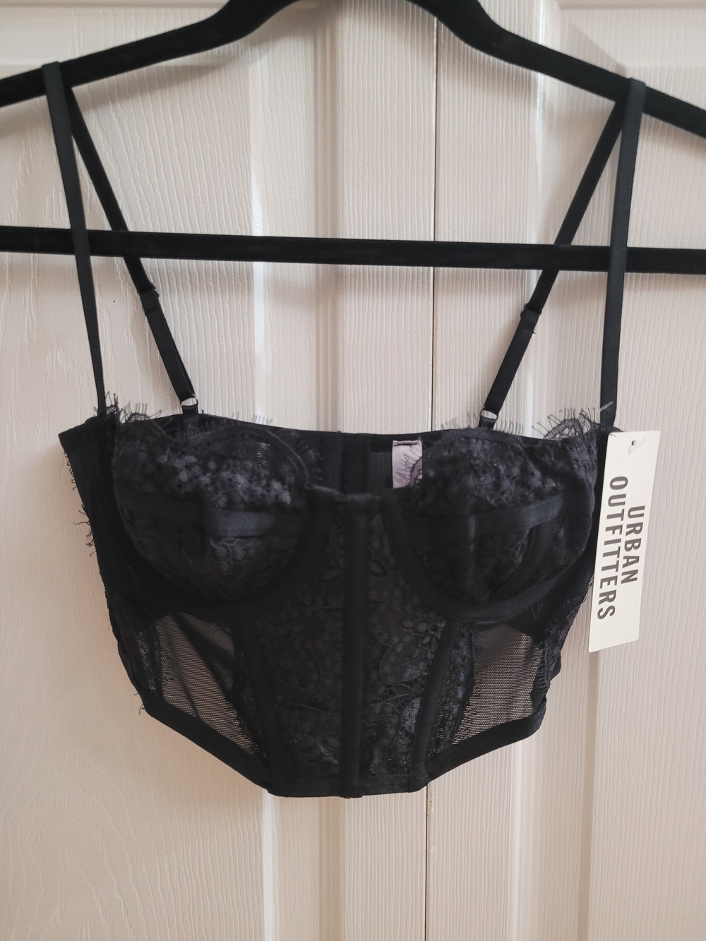 Urban Outfitters Black Lace Bustier Crop Top